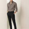 MISCHIEF MONKEY Classic Striped Cotton Spread Collar Curved Formal Shirt