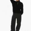 MISCHIEF MONKEY Mock Collar Ribbed Half Zipper Cotton Fleece Pullover Sweatshirt