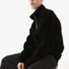 MISCHIEF MONKEY Mock Collar Ribbed Half Zipper Cotton Fleece Pullover Sweatshirt