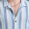 Moda Rapido blue Slim Fit Striped Short Sleeves Cotton Casual Shirt