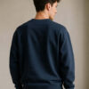 Organic Chics Men Solid Round Neck Navy Fleece Sweatshirt
