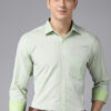 Park Avenue Men Green Textured Slim Fit Formal Shirt