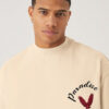 PRONK Men Beige Graphic Printed Oversized T-shirt