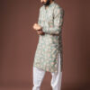 Rawayi Floral Printed Linen Thread Work Straight Kurta
