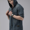 Roadster Men Blue Checked Hooded Casual Shirt