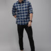 Roadster Men Blue & Off-White Regular Fit Checked Casual Shirt