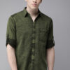 Roadster Men Green Cotton Casual Shirt