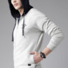 Roadster Men Grey Melange Solid Hooded Sweatshirt