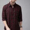 Roadster Men Maroon & Black Checked Pure Cotton Casual Shirt