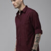 Roadster Men Maroon Cotton Solid Casual Shirt