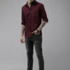 Roadster Men Maroon Cotton Solid Casual Shirt