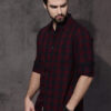 Roadster Men Maroon & Navy Blue Checked Casual Shirt