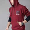 Roadster Men Maroon Solid Hooded Sweatshirt with Printed Detail