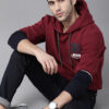 Roadster Men Maroon Solid Hooded Sweatshirt with Printed Detail