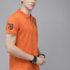 Roadster Men Orange Solid Polo Collar Pure Cotton T-shirt with Embroidery