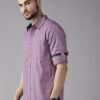 Roadster Men Purple Cotton Solid Opaque Casual Shirt