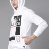 Roadster Men White & Black Alphanumeric & Graphic Print Hooded Sweatshirt