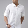 Roadster Men White Opaque Cotton Linen Casual Shirt