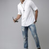 Roadster Men White Opaque Cotton Linen Casual Shirt