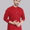 Saffron Threads Men Woven Design Festive Cotton Straight Kurta