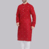 Saffron Threads Men Woven Design Festive Cotton Straight Kurta