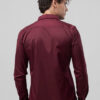 Snitch Maroon Classic Spread Collar Slim Fit Satin Cotton Casual Shirt