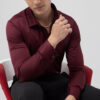 Snitch Maroon Classic Spread Collar Slim Fit Satin Cotton Casual Shirt