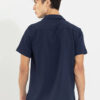 Snitch Navy Blue Classic Boxy Self Design Casual Shirt