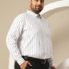 Sztori Men Plus Size Premium Striped Pure Cotton Formal Shirt