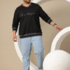 Sztori Plus Size Contrast Striped Printed Sweatshirt