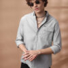 The Indian Garage Co Men Grey Slim Fit Solid Casual Shirt
