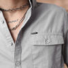 The Indian Garage Co Men Grey Slim Fit Solid Casual Shirt