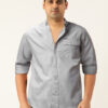 The Indian Garage Co Men Grey Slim Fit Solid Casual Shirt