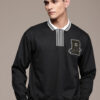 The Roadster Life Co. Relaxed Fit Contrast Mock Collar with Applique Detailing Sweatshirt