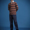 The Roadster Lifestyle Co. Men Striped Polo Collar Pure Cotton T-shirt