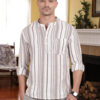 THE SOUL PATROL Men Striped Recycled Cotton Mandarin Collar Short Kurta