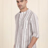 THE SOUL PATROL Men Striped Recycled Cotton Mandarin Collar Short Kurta