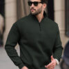 TRIPR Men Solid Mock Collar Sweatshirt