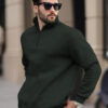 TRIPR Men Solid Mock Collar Sweatshirt