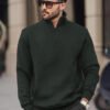 TRIPR Men Solid Mock Collar Sweatshirt