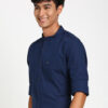 Turtle Band Collar Relaxed Slim Fit Linen Cotton Formal Shirt