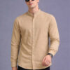 UNITED DENIM Cotton Band Collar Beige Shirt