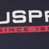 U.S. Polo Assn. Men Blue & White Brand Printed Cotton Lounge T-shirt