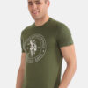 U.S. Polo Assn. Men Olive Green Printed Pure Cotton Lounge T-shirt
