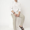 VASTRADO Dotted Leaf Printed Band Collar Cotton Straight Short Kurta