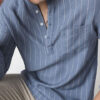 VASTRADO Men Carolina Blue Chalk Striped Kurta