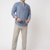 VASTRADO Men Carolina Blue Chalk Striped Kurta