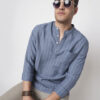 VASTRADO Men Carolina Blue Chalk Striped Kurta
