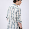 VASTRADO Men Chevron Striped Mandarin Collar Pure Cotton Fusion Short Kurta