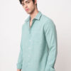 VASTRADO Men Classic Slim Fit Green Slub Textured Shirt